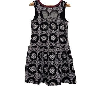 Free People black dress open back white sheer embroidered woven Crystal Small